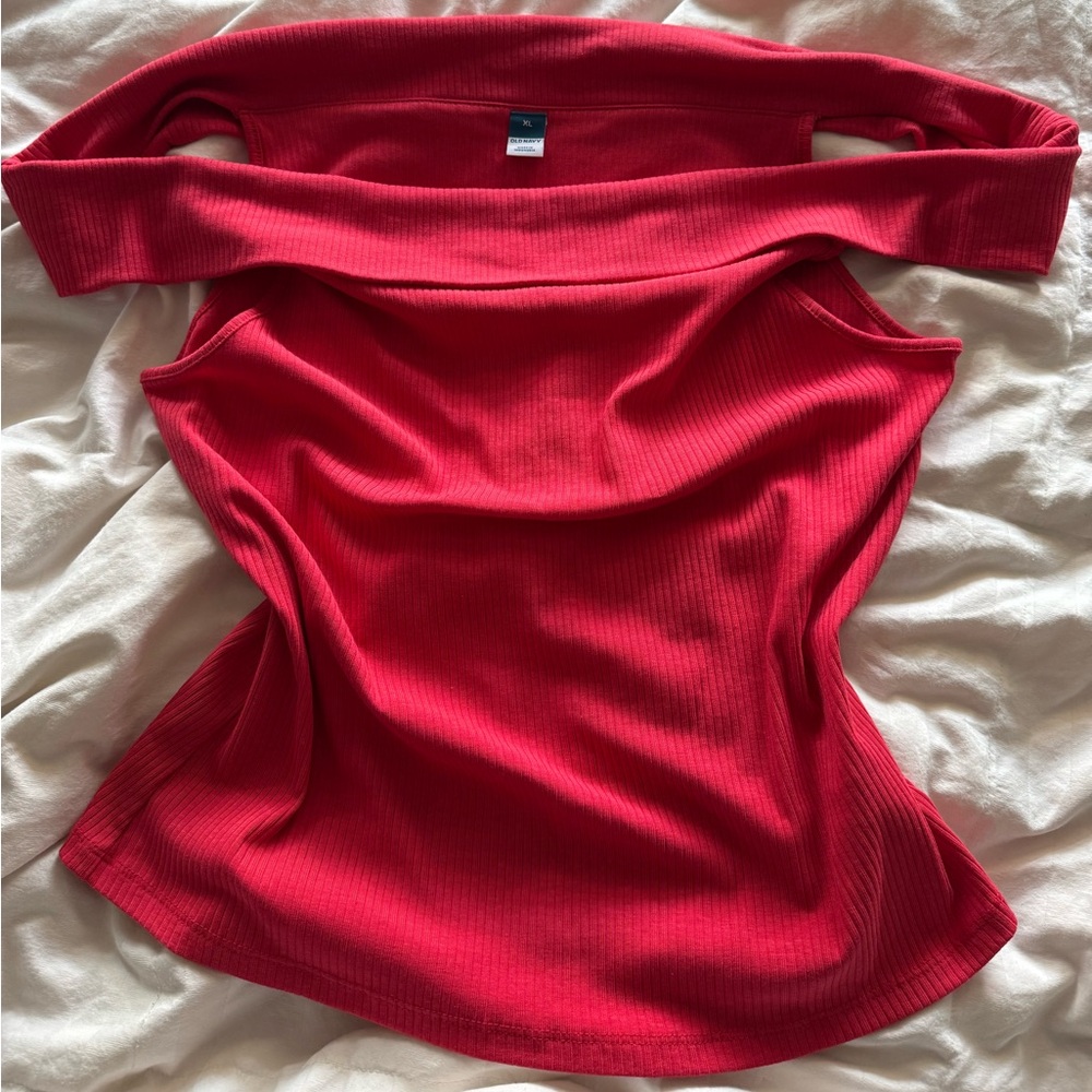 Old Navy Bright Red Ribbed Tank Top